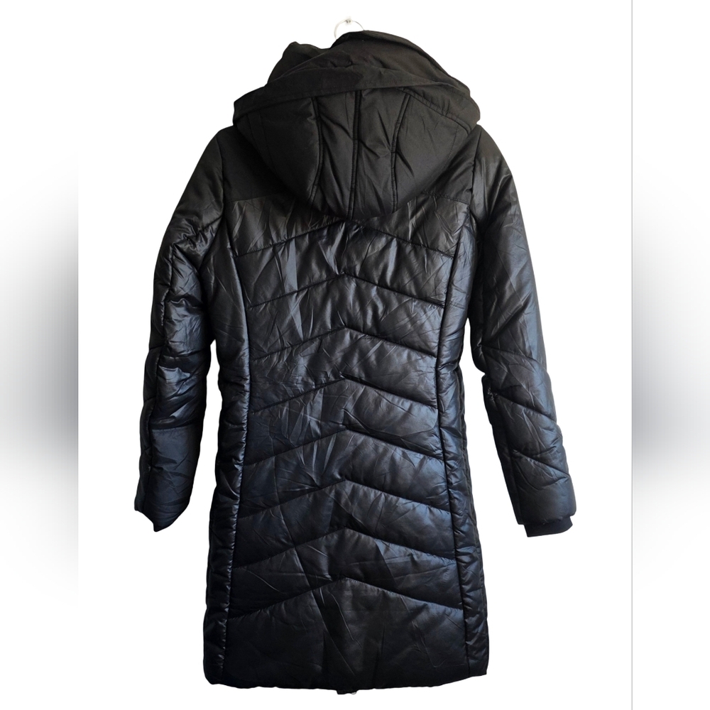 G-Star RAW Alaska HDD Long Puffer Jacket Women’s Size Small Black Hooded Coat - Picture 4 of 15